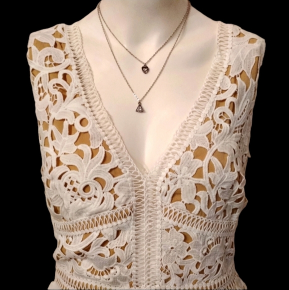 🌺 Beautiful NWT New Look Premium ivory crochet lace dress fully lined sz 8 - Picture 5 of 14